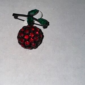 - Cherry Crystal Rhinestone Pin Brooch Vintage can’t read signature but signed